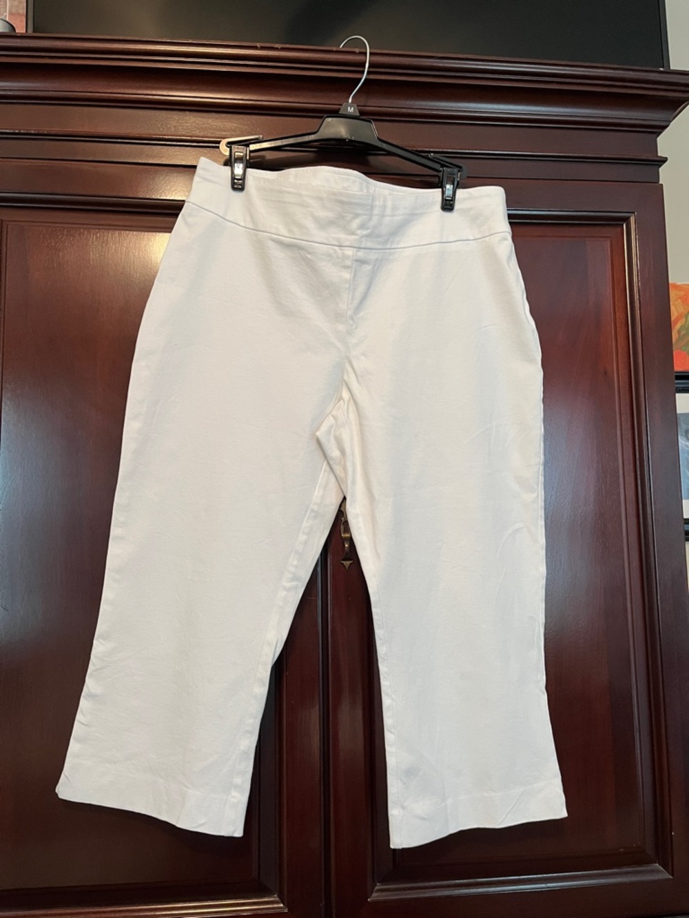 Dana Buchman White Cropped Wide-Leg Trousers